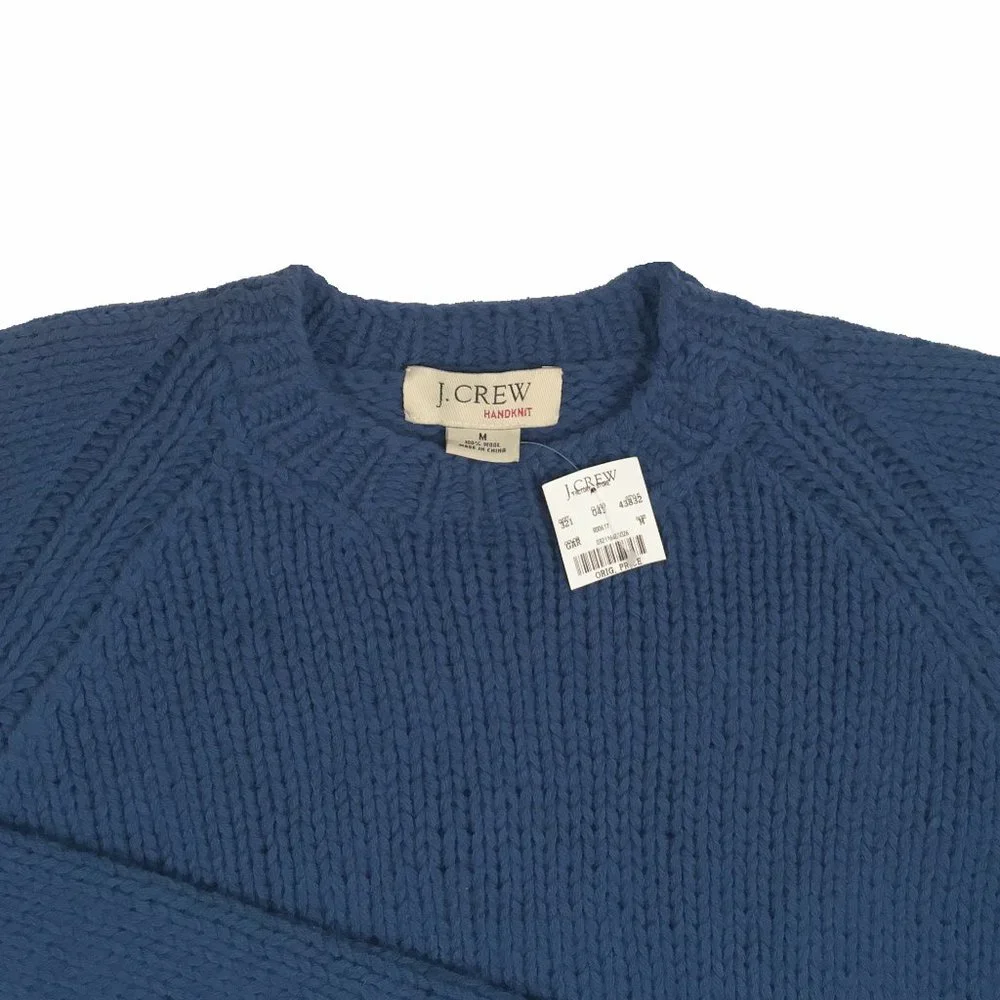 NEW Vintage J Crew Hand Knit Sweater!  Blue  Crew Neck  Heavier Weight Wool